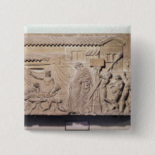 Badge Carré 5 Cm Soulagement dépeignant Dionysus à la maison de