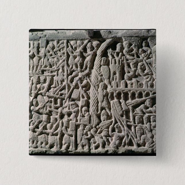 Badge Carré 5 Cm Soulagement dépeignant le siège de Carcassonne (Devant)