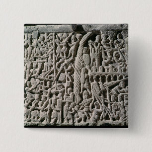 Badge Carré 5 Cm Soulagement dépeignant le siège de Carcassonne