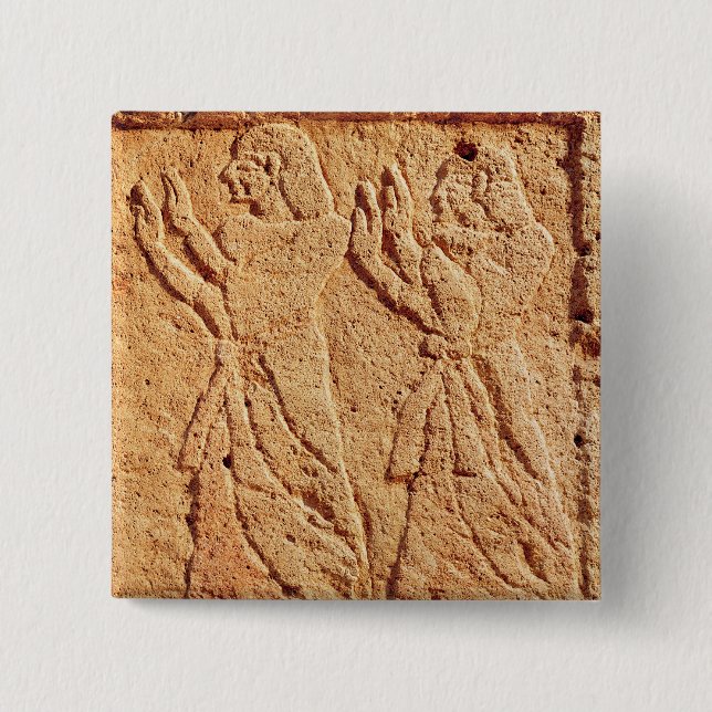 Badge Carré 5 Cm Soulagement dépeignant l'employé rendant hommage (Devant)