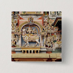 Badge Carré 5 Cm Soulagement dépeignant l'équitation de Shiva et