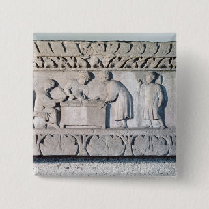 Badge Carré 5 Cm Soulagement dépeignant un impôt rassemblant la