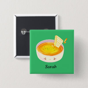 Badge Carré 5 Cm Soupe Tomate Et Sandwich Au Fromage Grillé