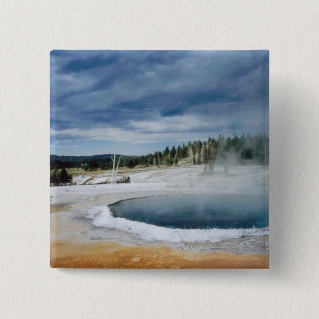 Badge Carré 5 Cm Sources chaudes-Yellowstone (Devant)