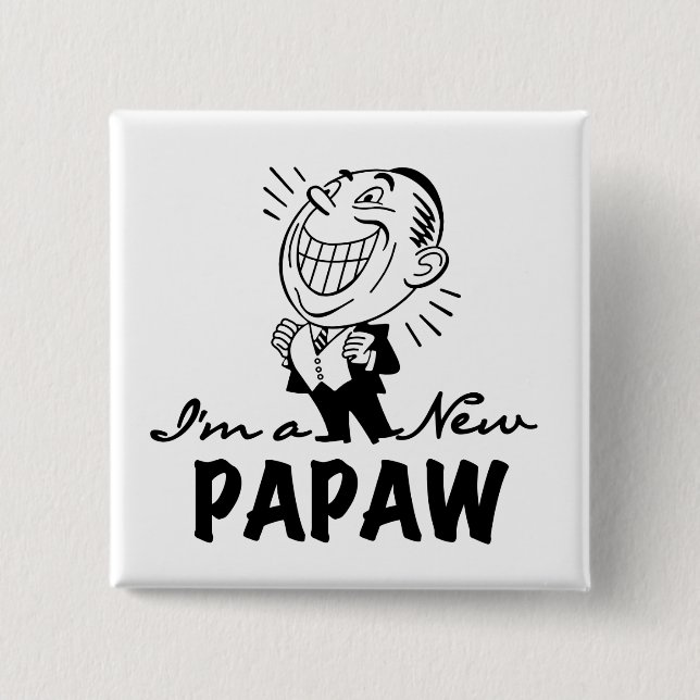 Badge Carré 5 Cm Souriant de nouveaux t-shirts et cadeaux Papaw (Devant)