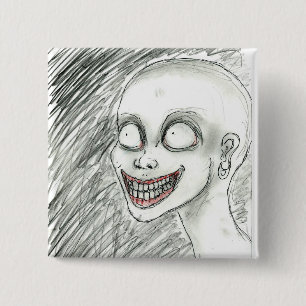 Badge Carré 5 Cm Sourire blanc