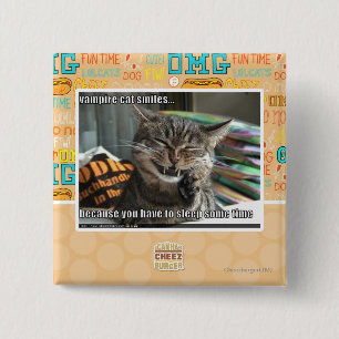 Badge Carré 5 Cm sourires de chat de vampire