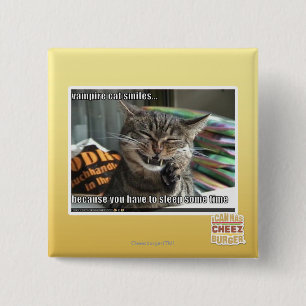 Badge Carré 5 Cm sourires de chat de vampire