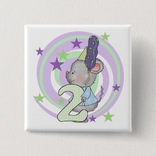 Badge Carré 5 Cm Souris 2e anniversaire T-shirts et cadeaux