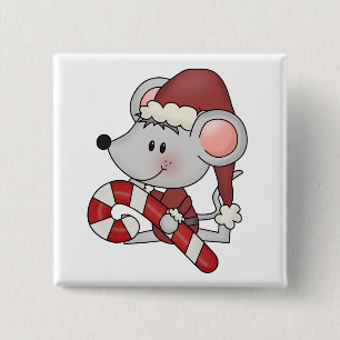 Badge Carré 5 Cm Souris de Noël avec du sucre de canne