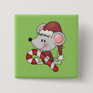 Badge Carré 5 Cm Souris de Noël avec du sucre de canne