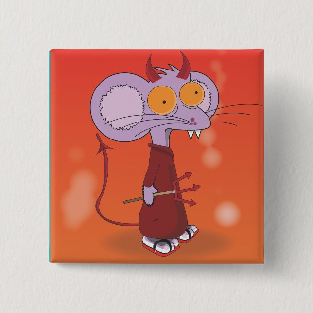 Badge Carré 5 Cm souris diabolique (Devant)