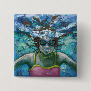 Badge Carré 5 Cm Sous la nage aquatique