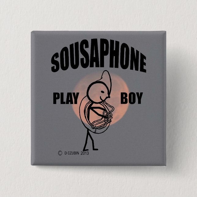Badge Carré 5 Cm Sousaphone Play Boy (Devant)