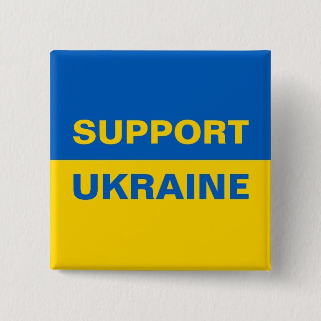 Badge Carré 5 Cm Soutenez le drapeau ukrainien (Devant)