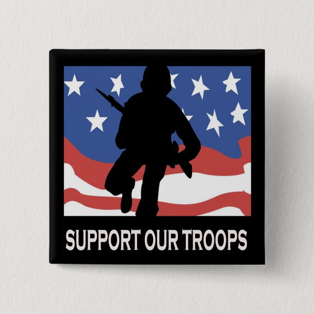 Badge Carré 5 Cm Soutenez nos troupes (Devant)