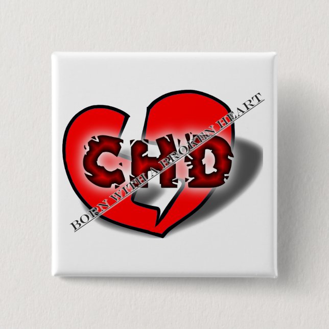 Badge Carré 5 Cm Soutenu avec un coeur brisé (Devant)