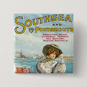Badge Carré 5 Cm Southsea et Portsmouth