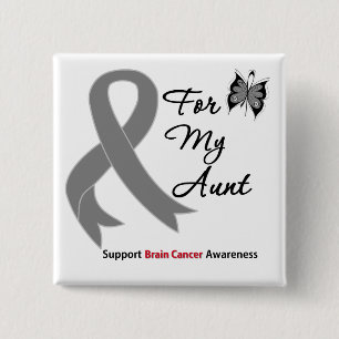 Badge Carré 5 Cm SOUTIEN AU CANCER DU CERVEAU À Ma Tante