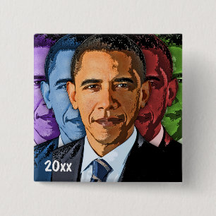 Badge Carré 5 Cm Souvenir collectable daté de souvenir de Barack