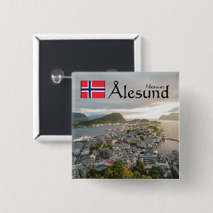 Badge Carré 5 Cm Souvenir d'Alesund