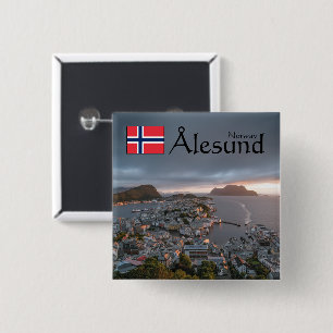 Badge Carré 5 Cm Souvenir d'Alesund