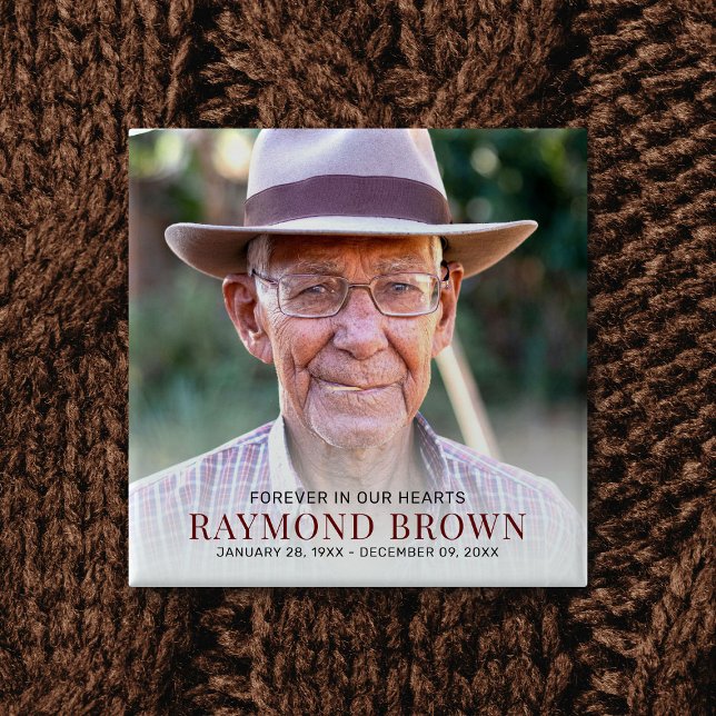 Badge Carré 5 Cm Souvenir de la photo commémorative des funérailles (Créateur téléchargé)