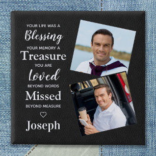 Badge Carré 5 Cm Souvenir du Souvenir Poème Faux Photo en cuir