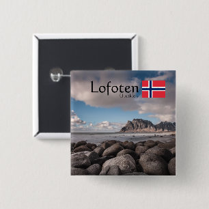 Badge Carré 5 Cm Souvenir Lofoten Uttakleiv