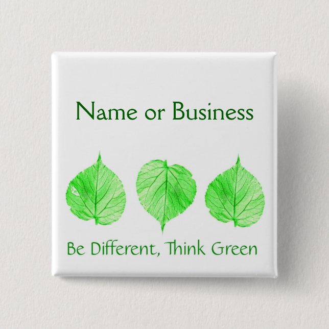 Badge Carré 5 Cm Soyez différent Penser Green Custom Name Business (Devant)