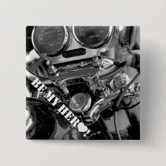 Badge Carré 5 Cm Soyez mon héros ! Vrroom ! ! Bouton