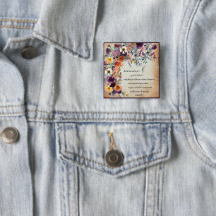 Badge Carré 5 Cm Soyez votre guide, mélange floral d'automne
