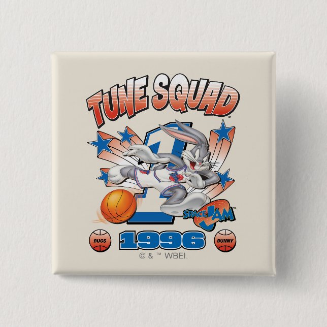 Badge Carré 5 Cm SPACE JAM™ BUGS BUNNY™ #1 Basketball Graphic (Devant)