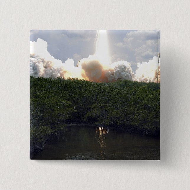 Badge Carré 5 Cm Space Shuttle Atlantis lève sur 14 (Devant)