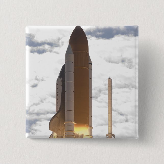 Badge Carré 5 Cm Space Shuttle Atlantis lève sur 16 (Devant)