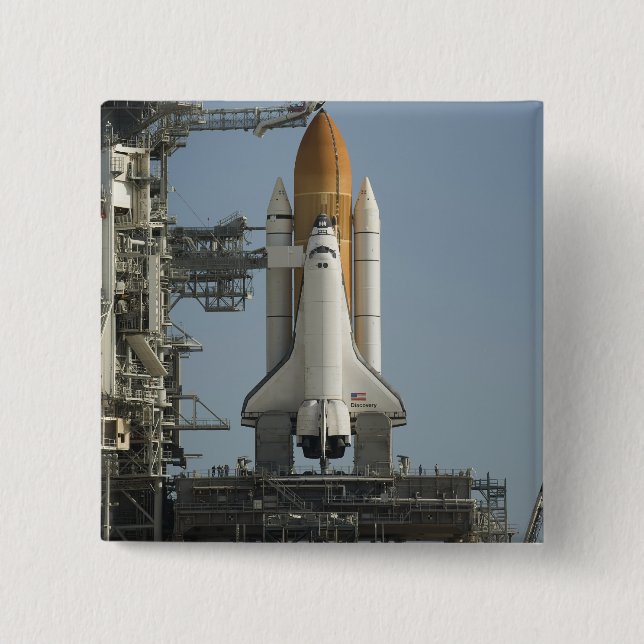 Badge Carré 5 Cm Space Shuttle Discovery est prêt (Devant)