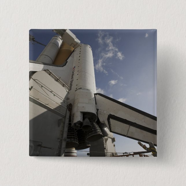 Badge Carré 5 Cm Space Shuttle Endeavor sur le lancement pad 6 (Devant)