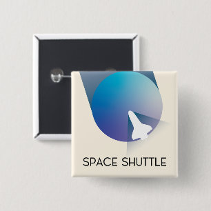 Badge Carré 5 Cm Space Shuttle Vintage style space art.