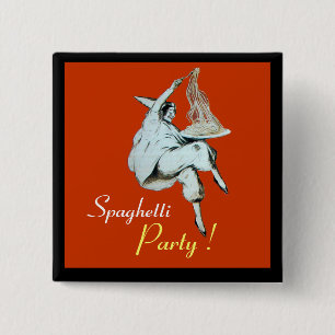 Badge Carré 5 Cm SPAGHETTI PARTY ITALIAN KITCHEN, RESTAURANT rouge