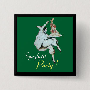 Badge Carré 5 Cm SPAGHETTI PARTY ITALIAN KITCHEN, RESTAURANT rouge