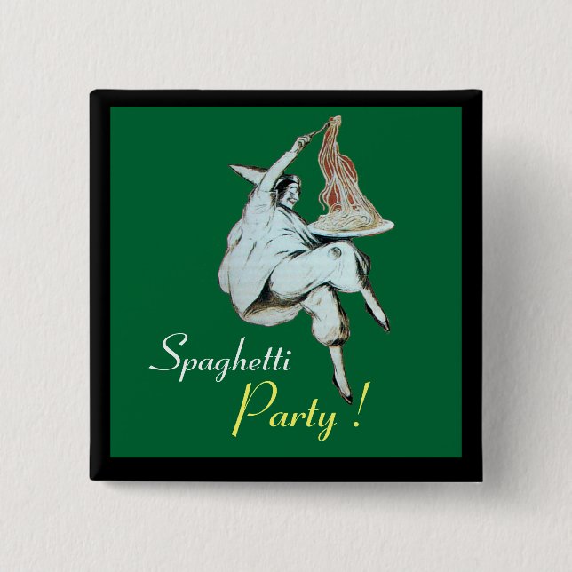 Badge Carré 5 Cm SPAGHETTI PARTY ITALIAN KITCHEN, RESTAURANT rouge (Devant)