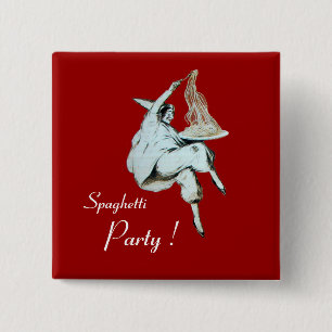 Badge Carré 5 Cm SPAGHETTI PARTY ITALIAN KITCHEN, RESTAURANT rouge