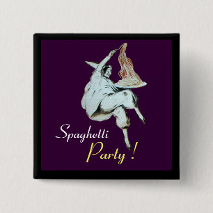 Badge Carré 5 Cm SPAGHETTI PARTY ITALIAN KITCHEN, RESTAURANT rouge