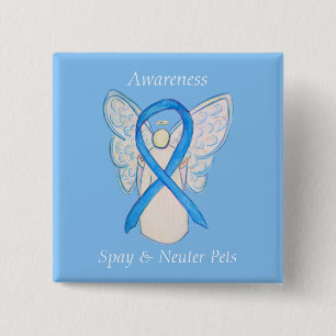 Badge Carré 5 Cm Spay/Neuter Animaux de sensibilisation Angel Ruban