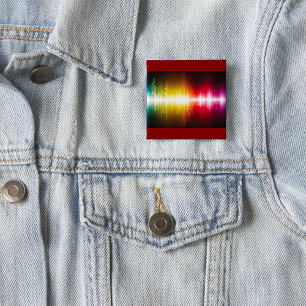 Badge Carré 5 Cm Spectre musical Soundwave Vibrant Audio Visualizer