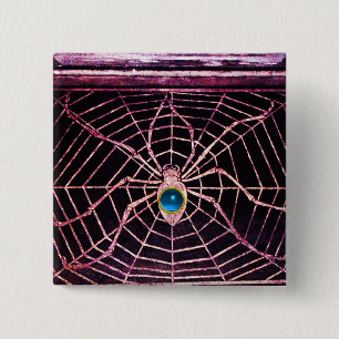 Badge Carré 5 Cm SPIDER ET WEB Bleu Sapphire Noir