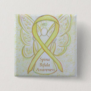 Badge Carré 5 Cm Spina Bifida Angel Awareness Ribbon Pins