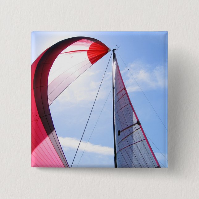 Badge Carré 5 Cm Spinnaker rouge avec Sun (Devant)