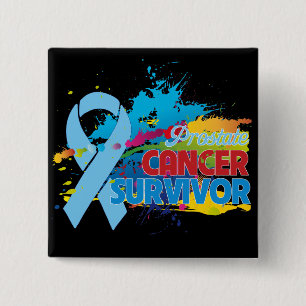 Badge Carré 5 Cm Splash of Color - Cancer de la prostate Survivant