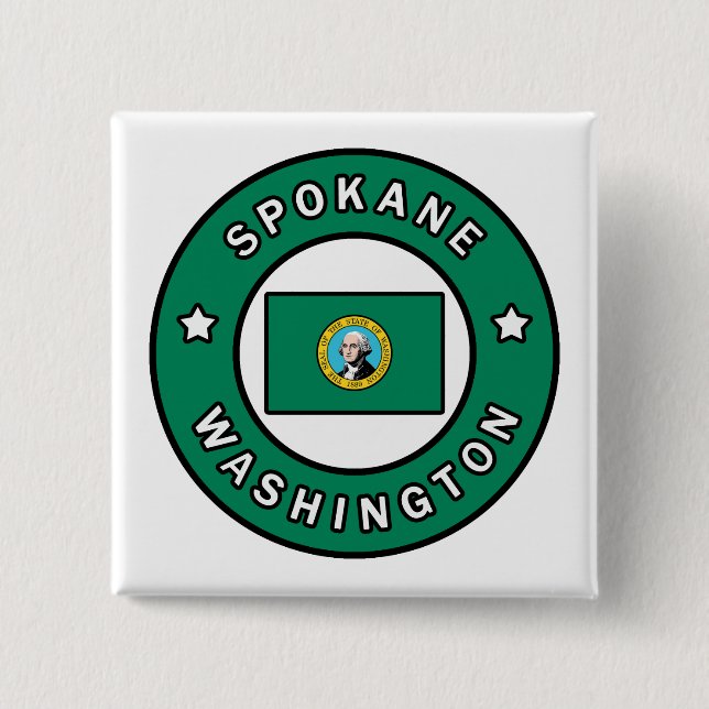 Badge Carré 5 Cm Spokane Washington (Devant)